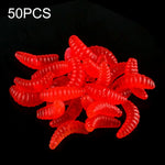 Bộ 50 con mồi giả giun bánh mì mô phỏng 20mm HENGJIA SO106, mồi mềm hình lưỡi liềm cho cá cưỡi ngựa