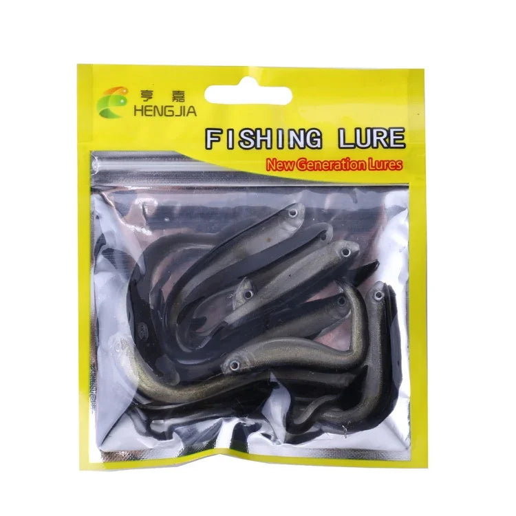 Bộ 10 con mồi mềm cá chạch 8cm/2,4g HENGJIA SO101, mồi câu mềm hai màu nhỏ cho câu biển
