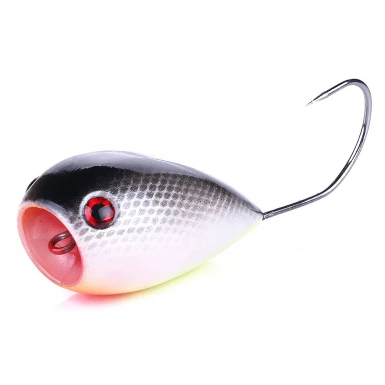 Bộ 8 mồi câu cá HENGJIA PO036 miệng lớn 8cm/13g, móc đơn, mồi cứng tạo sóng nước, dụng cụ câu cá ngoài trời PO036