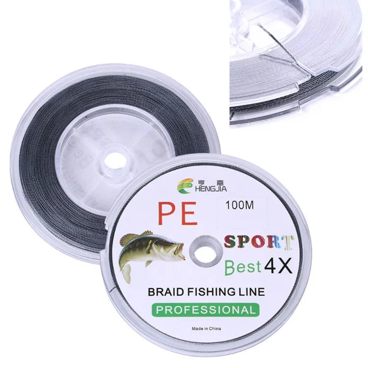 Dây câu PE HENGJIA FLP41G 100m màu xám, dòng 4, dây câu dệt chắc