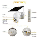ESCAM QF450 HD 1080P 4G EU Version Solar Powered IP Camera with 16G Memory, Support Two - way Audio & PIR Motion Detection & Night Vision & TF Card - Trustpick