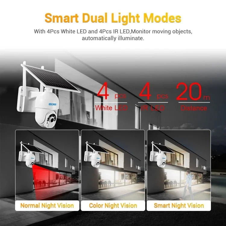 ESCAM QF450 HD 1080P 4G EU Version Solar Powered IP Camera with 16G Memory, Support Two - way Audio & PIR Motion Detection & Night Vision & TF Card - Trustpick
