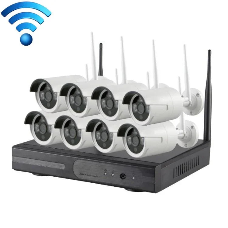K9608W - PE2013W 8CH HD 960P 1.3 Mega Pixel 2.4GHz WiFi IP Bullet Camera + NVR Kit - Trustpick