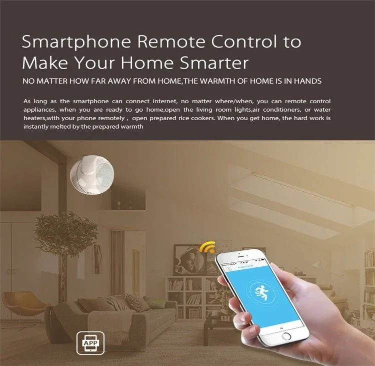 NEO NAS - PD01W Wireless WiFi PIR Detector Motion Sensor, Support Android / IOS systems & Ultra - bright Red LED - Trustpick