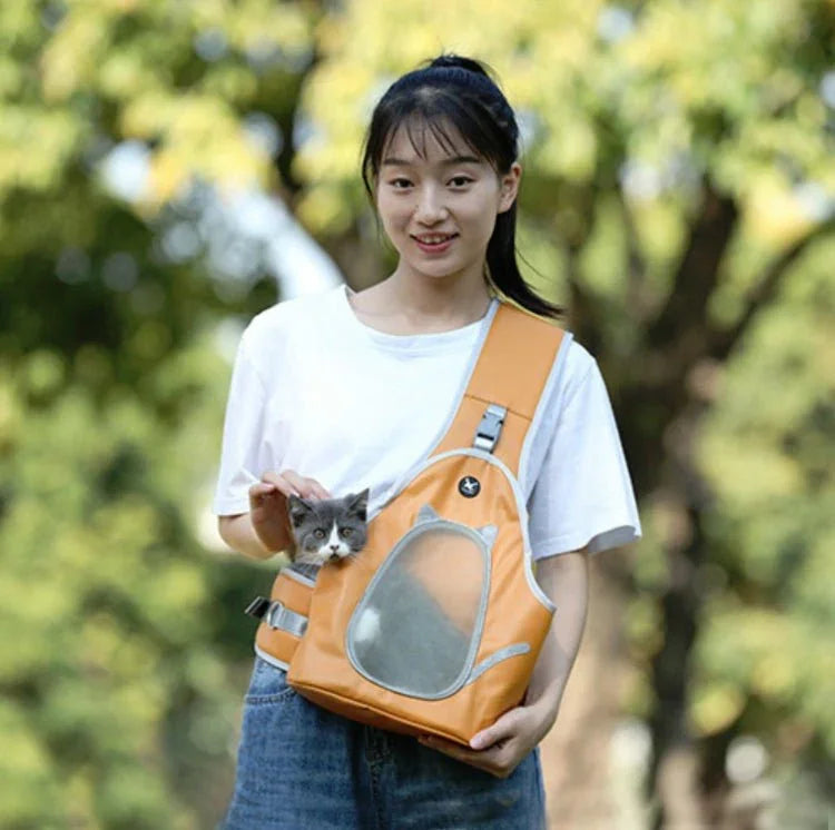 TAILUP Pets Carry Out Shoulder Bag Convenient Foldable Leather Chest Bag - Trustpick