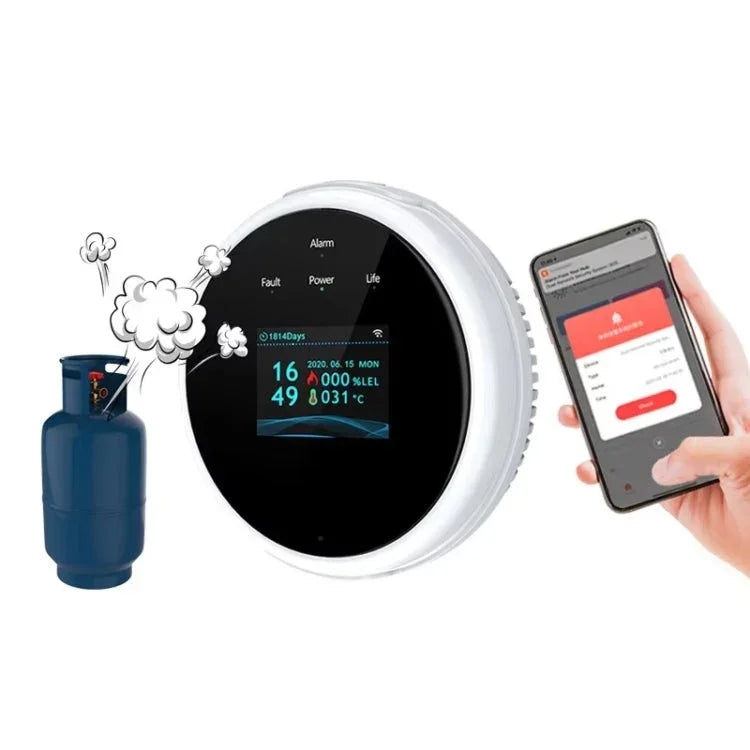 Tuya WiFi Gas Leak Detector With Temperature Clock Function Support Human Voice Alarm - Trustpick