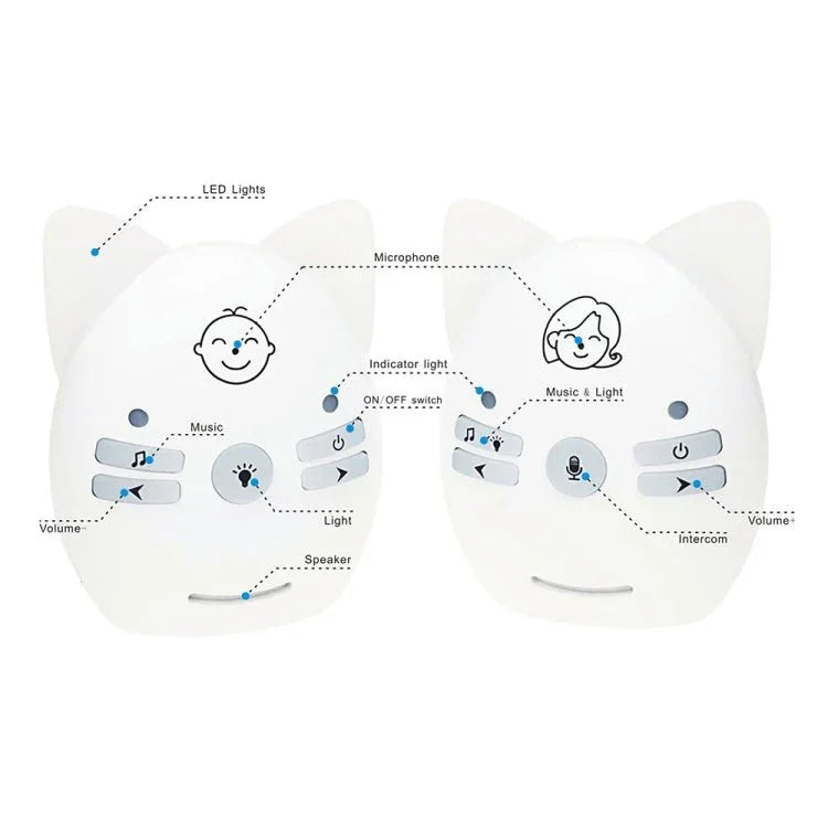 Wireless Audio Baby Monitor Support Voice Monitoring + Intercom + Night Light without Battery - Trustpick